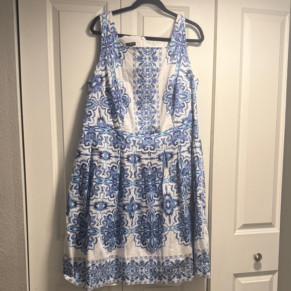 Talbots Elegant Blue and White Dress Size 16W